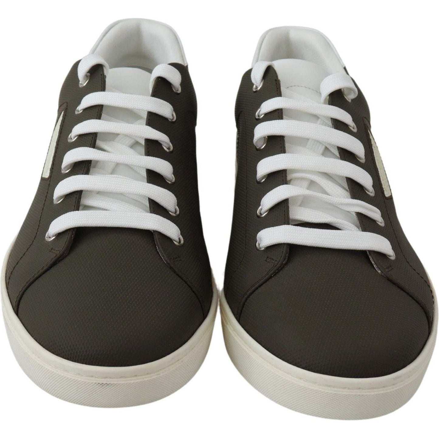 Sleek White Leather Low Top Sneakers