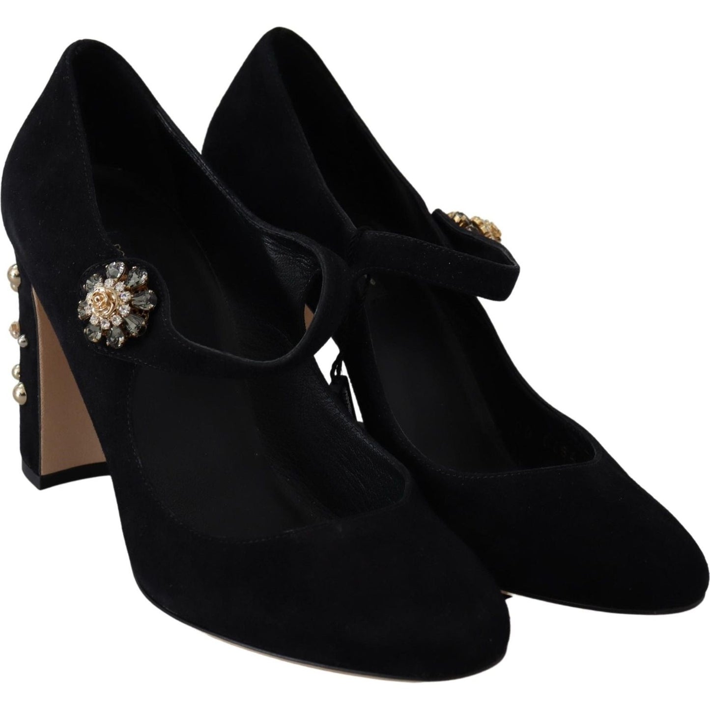 Elegant Black Suede Mary Janes Pumps