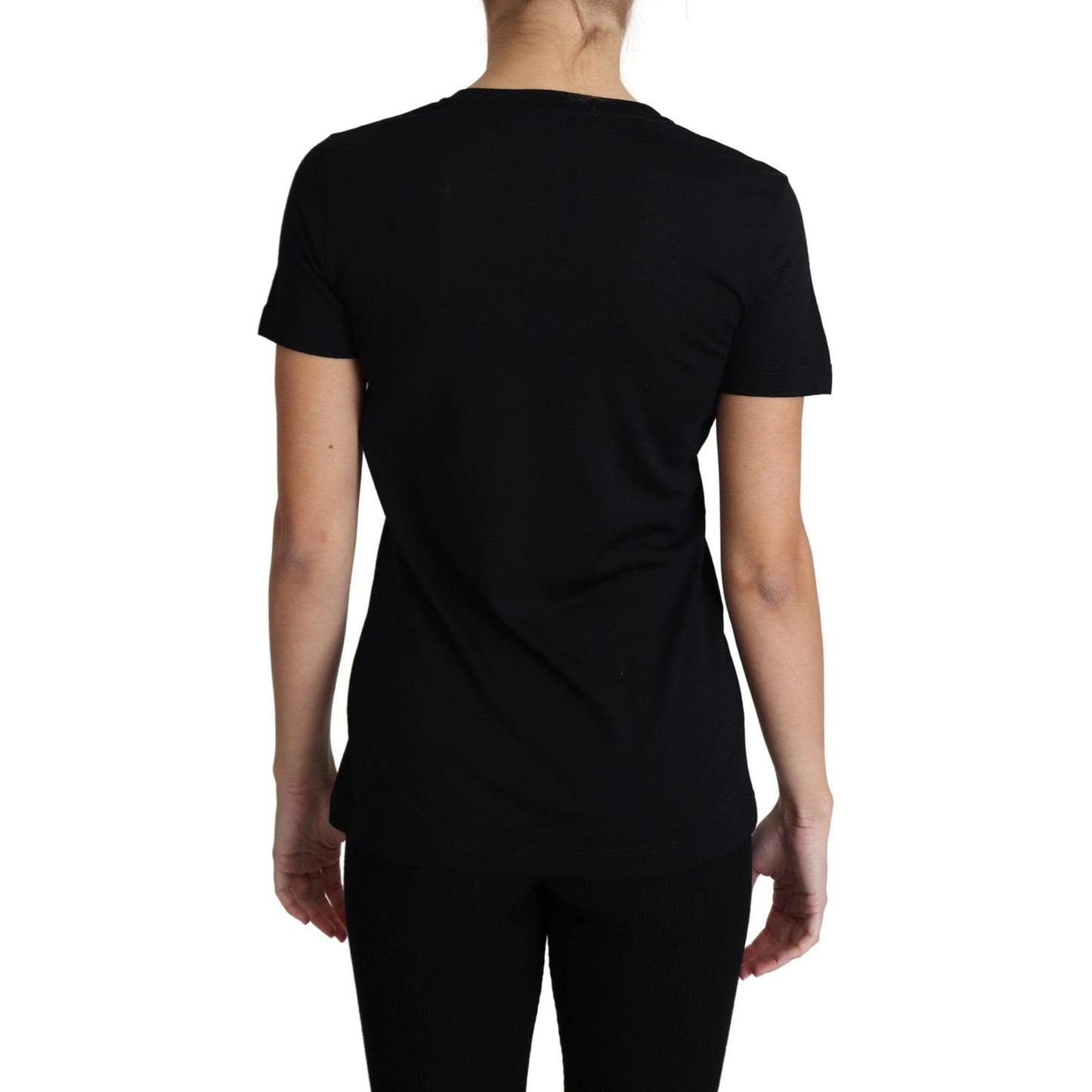 Elegant Black Wool Round Neck T-Shirt