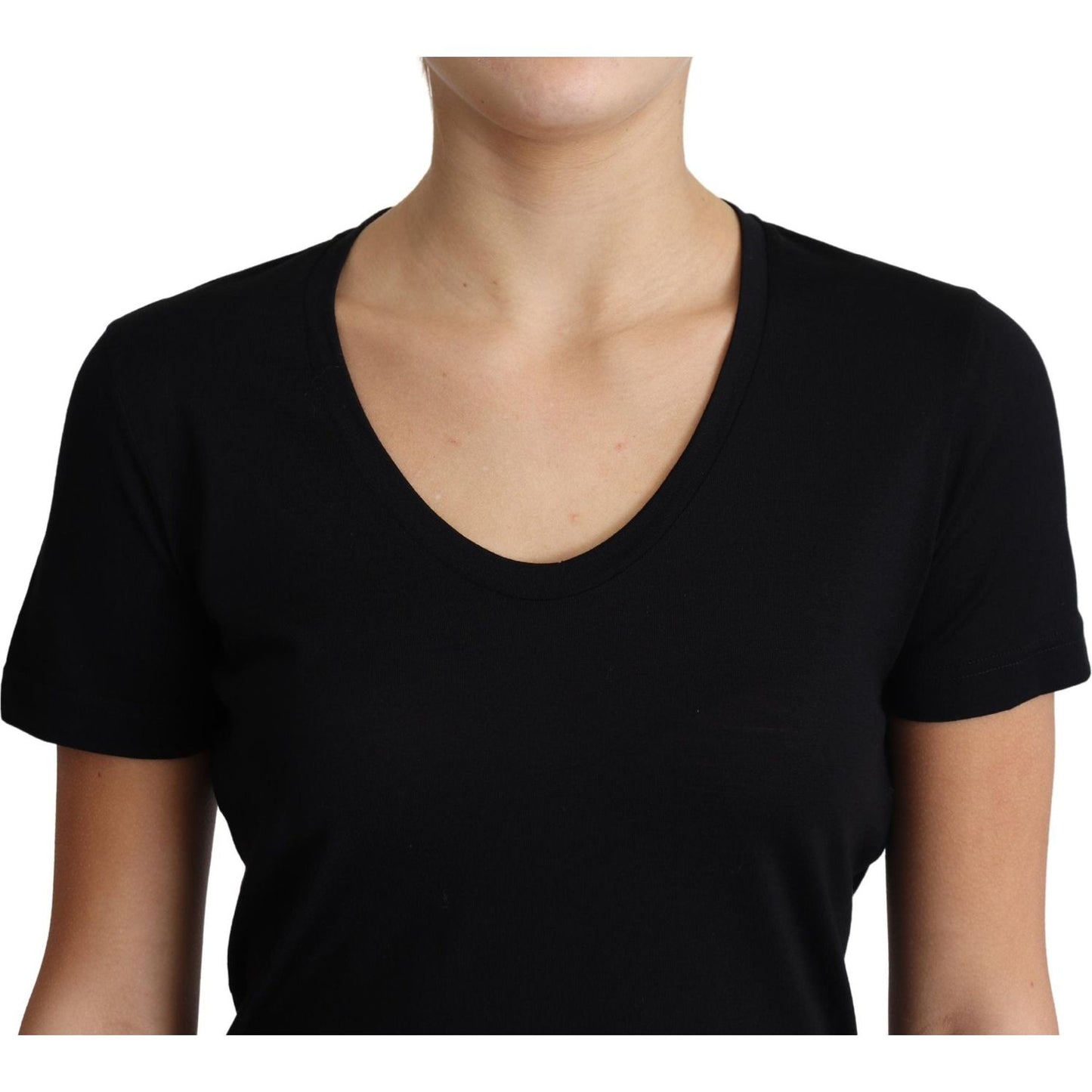 Elegant Black Wool Round Neck T-Shirt