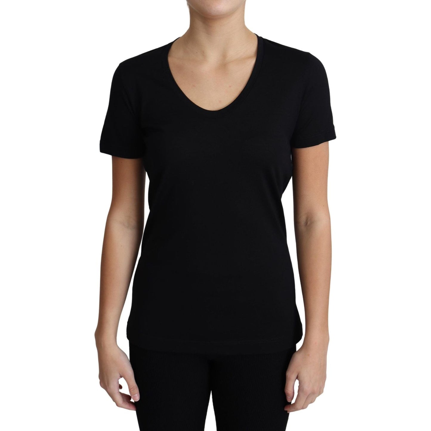 Elegant Black Wool Round Neck T-Shirt