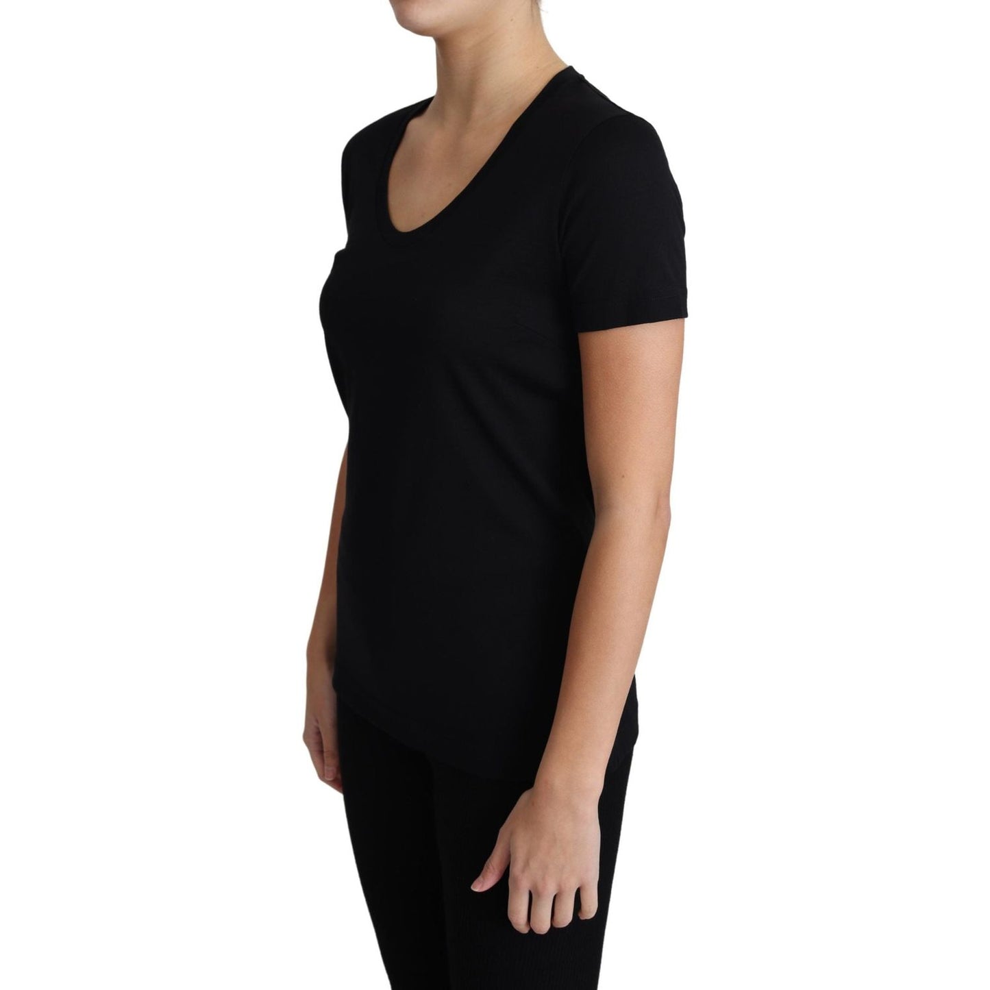 Elegant Black Wool Round Neck T-Shirt