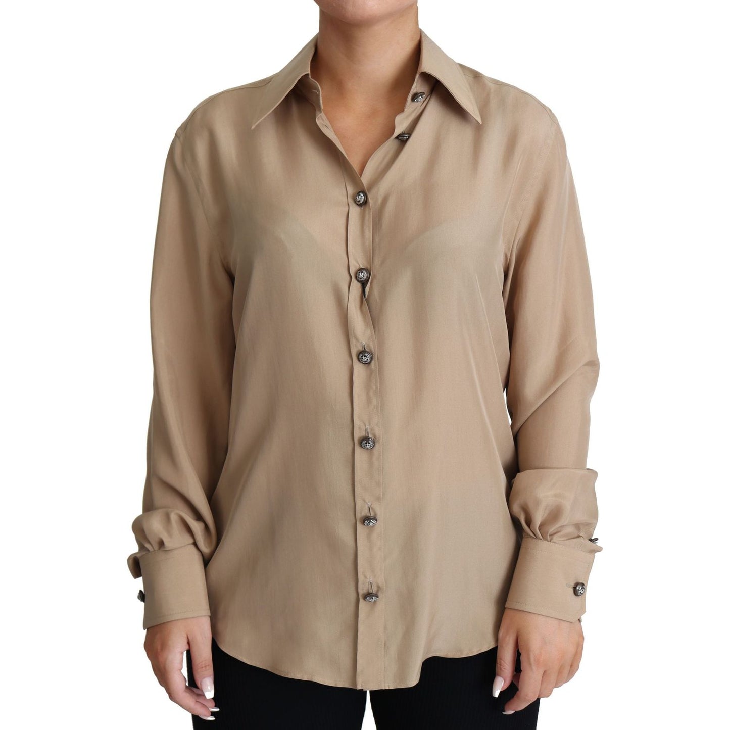 Elegant Beige Silk Shirt