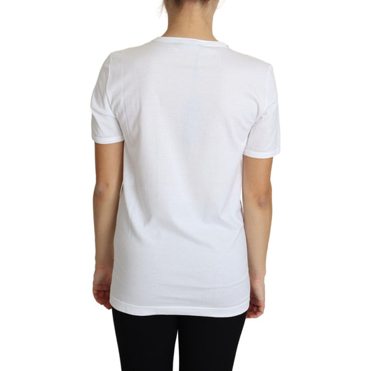 Crystal-Embellished White Cotton Tee