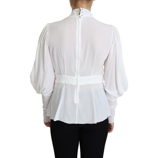 Elegant Snow-White Viscose Blouse