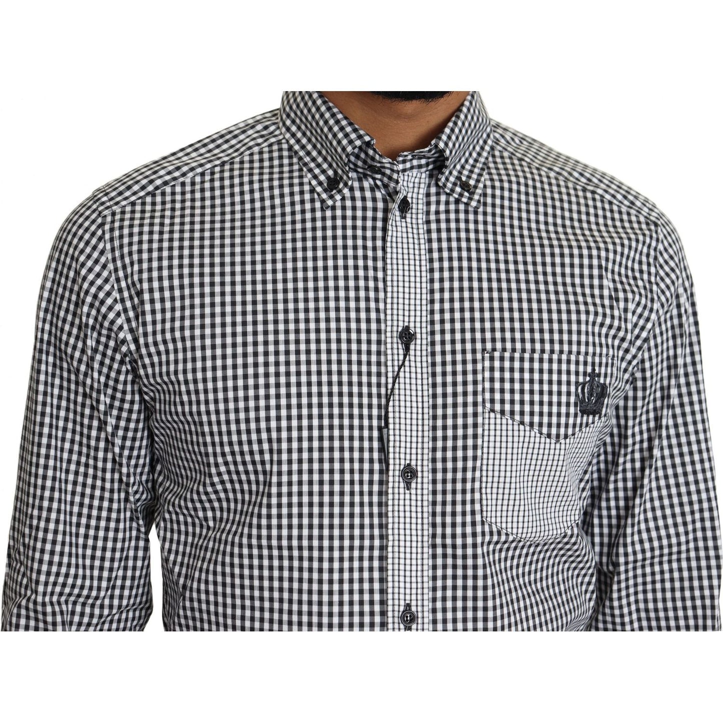 Elegant Black & White Checkered Gold Casual Shirt