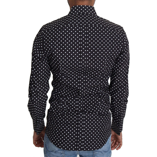 Elegant Polka Dot Men's Long Sleeve Shirt