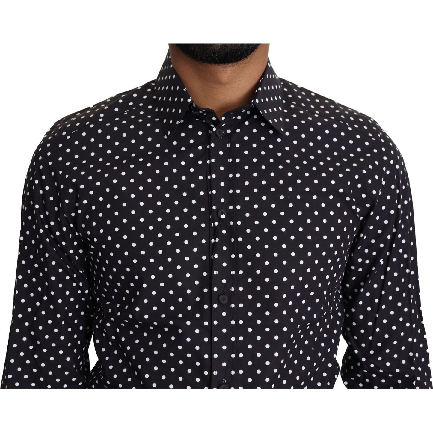 Elegant Polka Dot Men's Long Sleeve Shirt