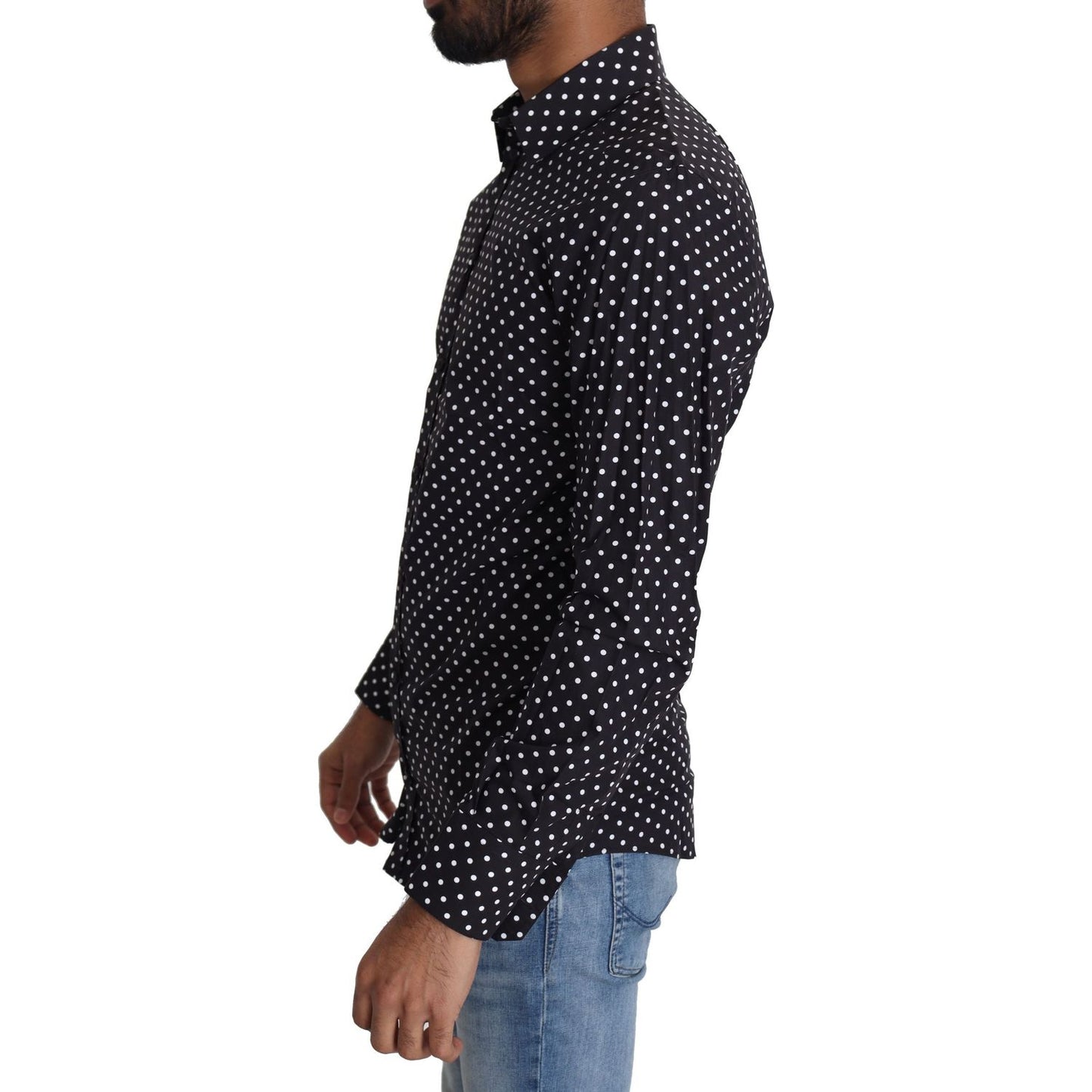 Elegant Polka Dot Men's Long Sleeve Shirt