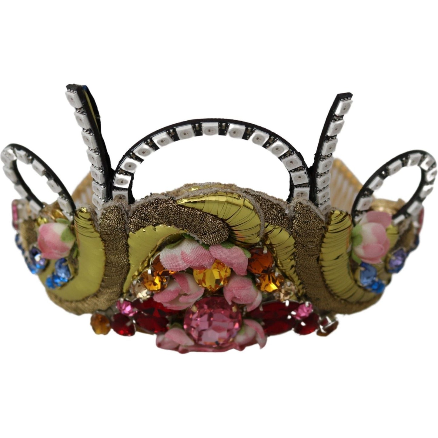 Stunning Crystal Diadem Tiara - Gold Multicolor