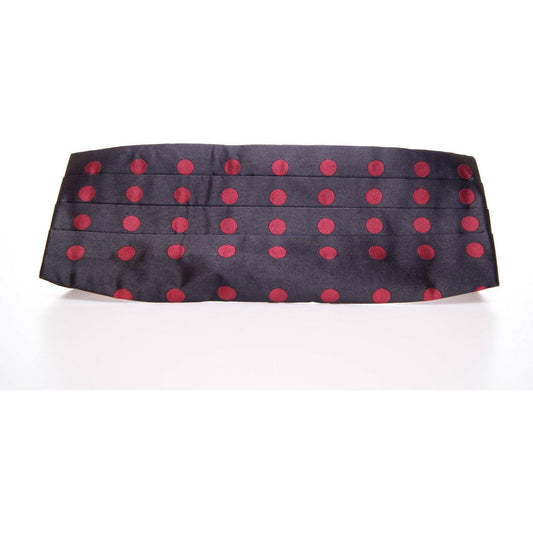 Exquisite Black Silk Cummerbund with Red Polka Dots