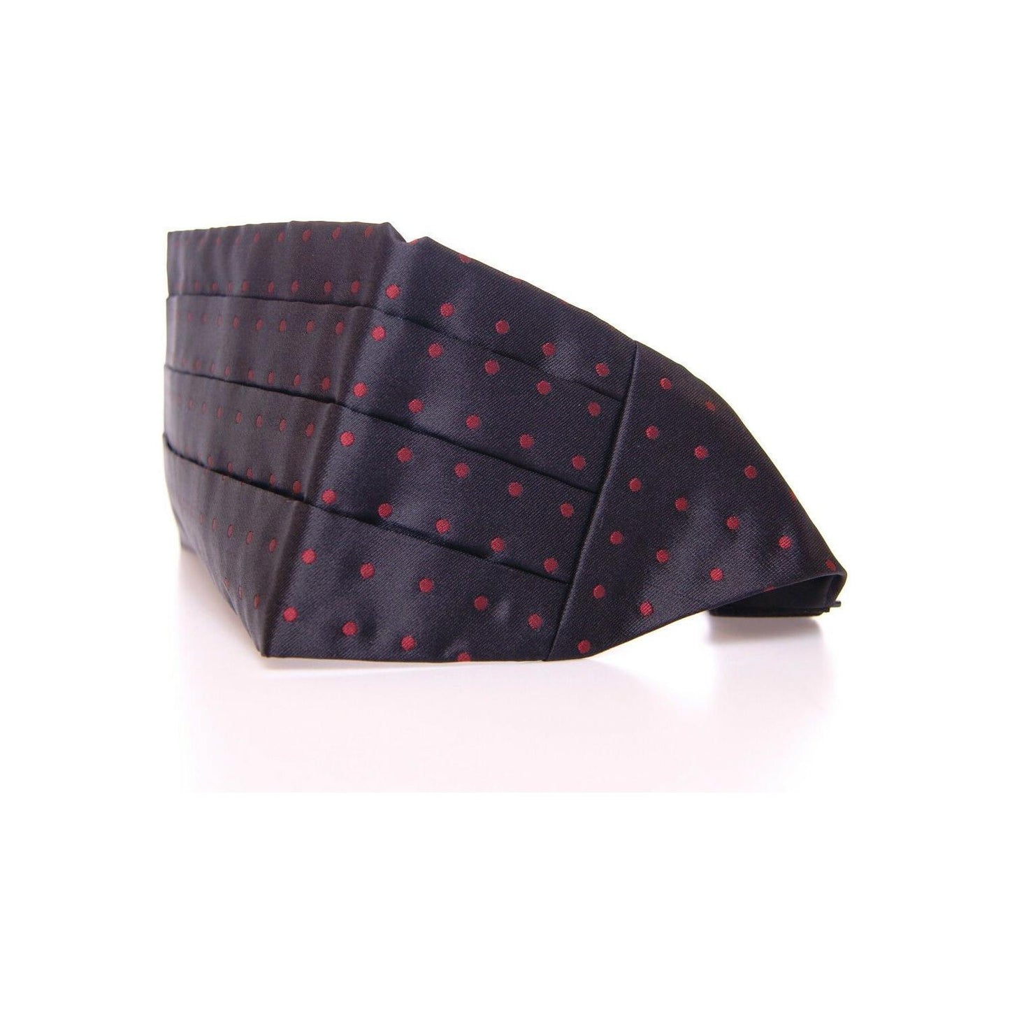 Elegant Silk Black Cummerbund with Red Polka Dots