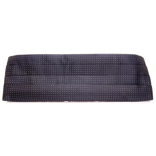 Elegant Black Silk Cummerbund with Polka Dots