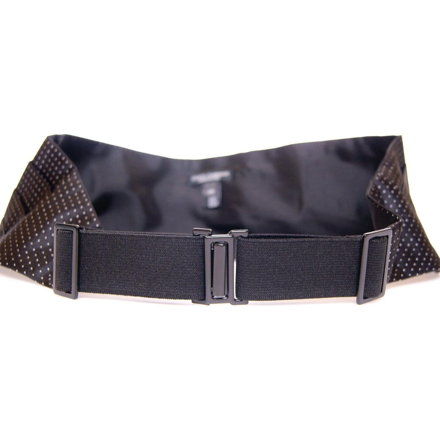 Elegant Black Silk Cummerbund with Polka Dots