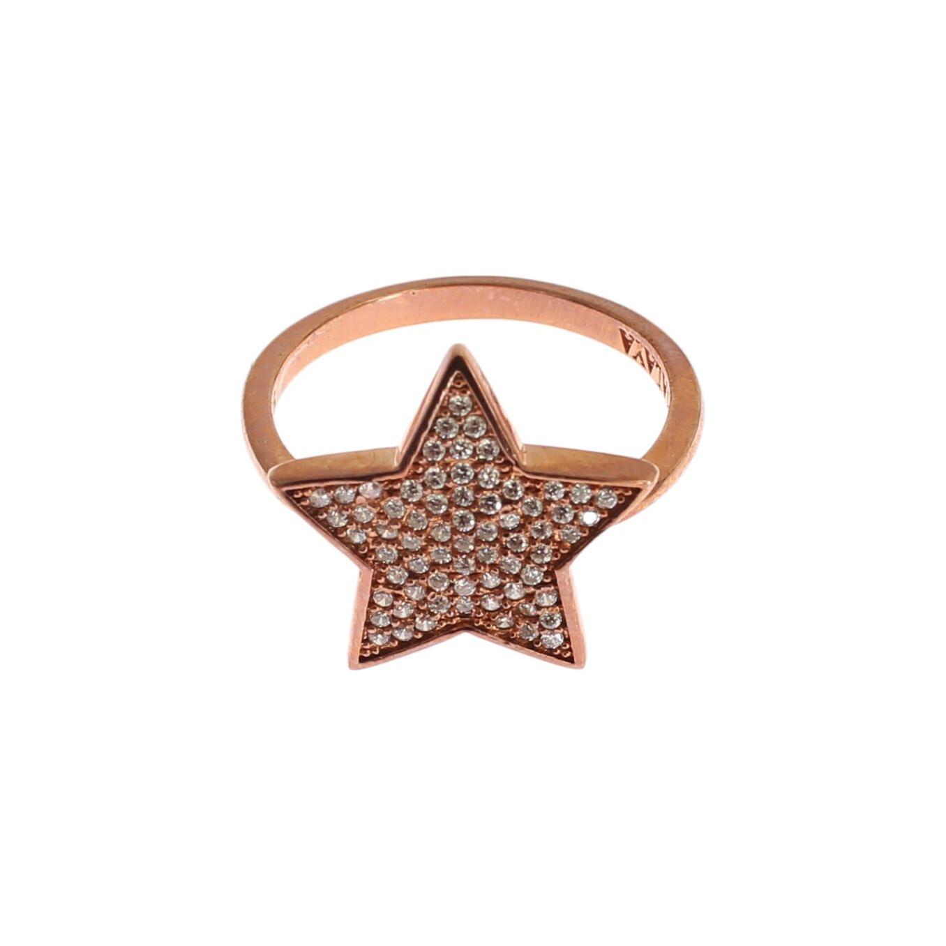 Dazzling Pink Gold Plated Sterling Silver CZ Ring