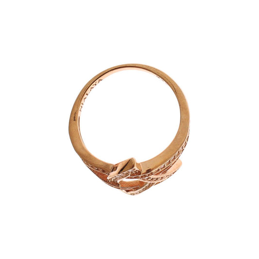 Pink Gold Plated Silver CZ Crystal Ring