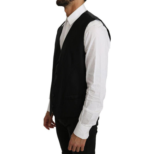 Elegant Black Formal Wool Blend Vest