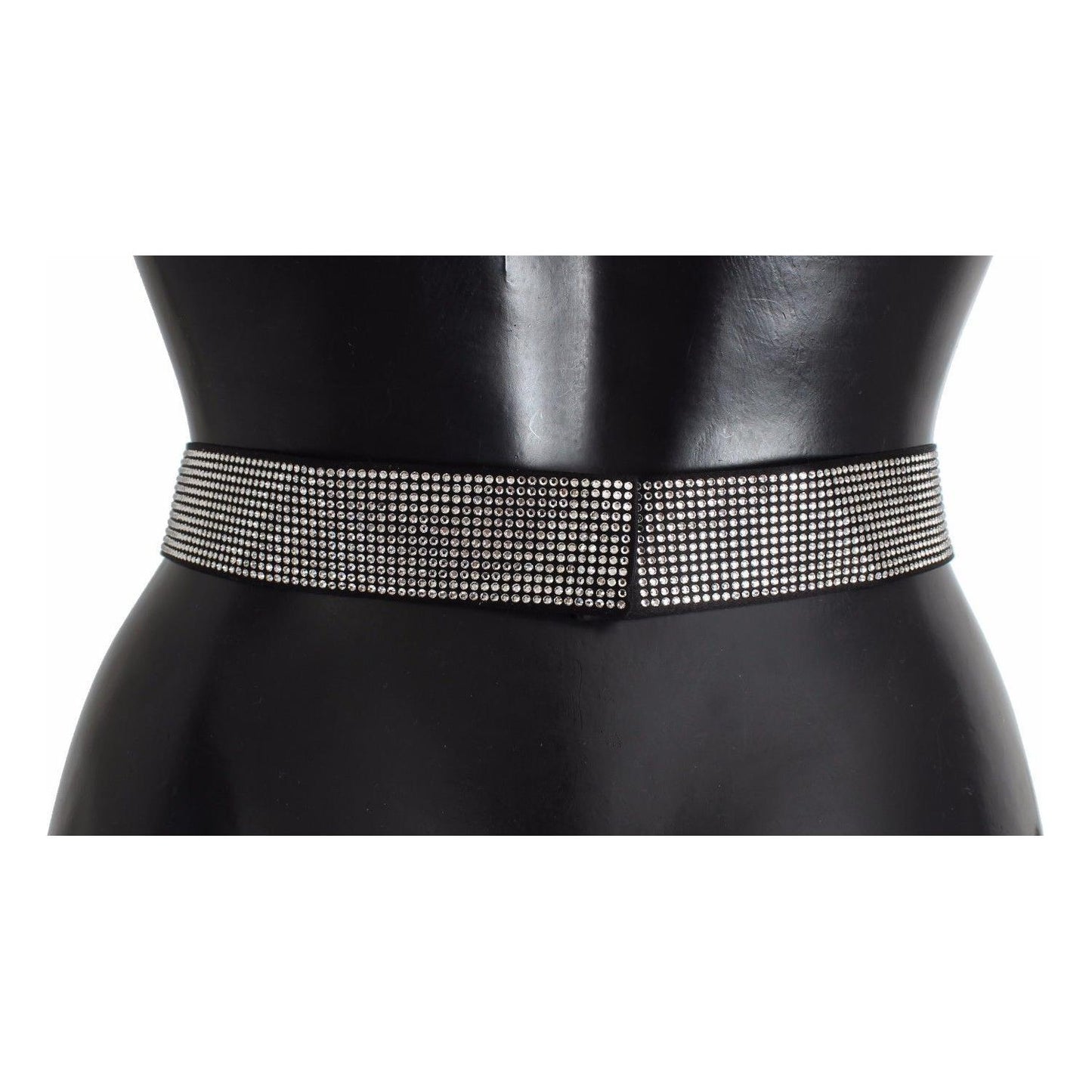 Black Silk Crystal Bow Waist Belt Elegance