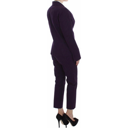 BENCIVENGA Purple Striped Stretch Coat Blazer Pants Suit