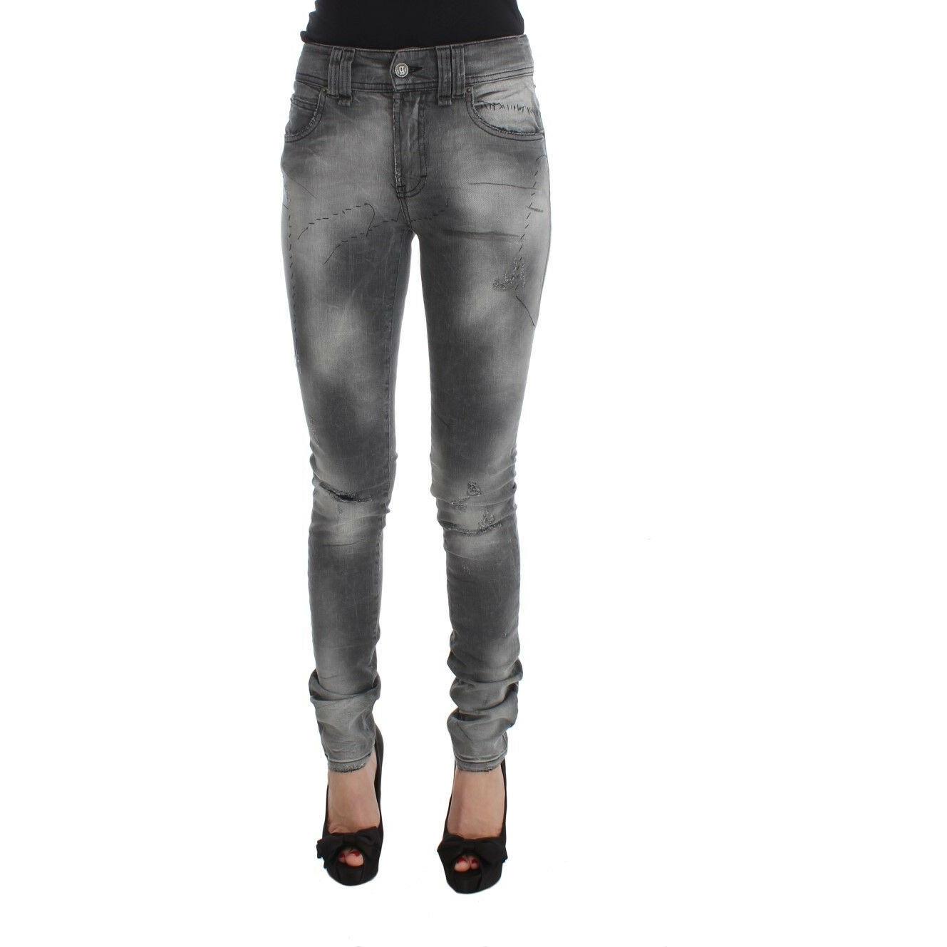 Chic Gray Slim Fit Designer Jeans