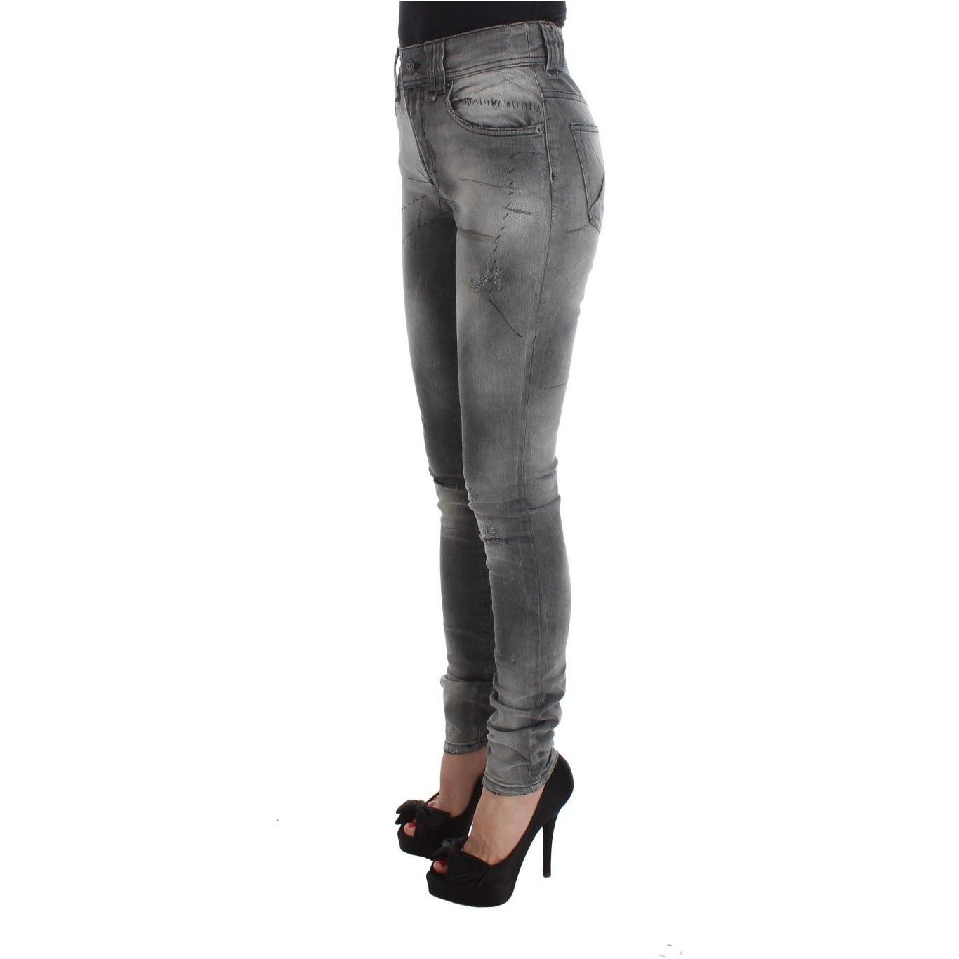 Chic Gray Slim Fit Designer Jeans