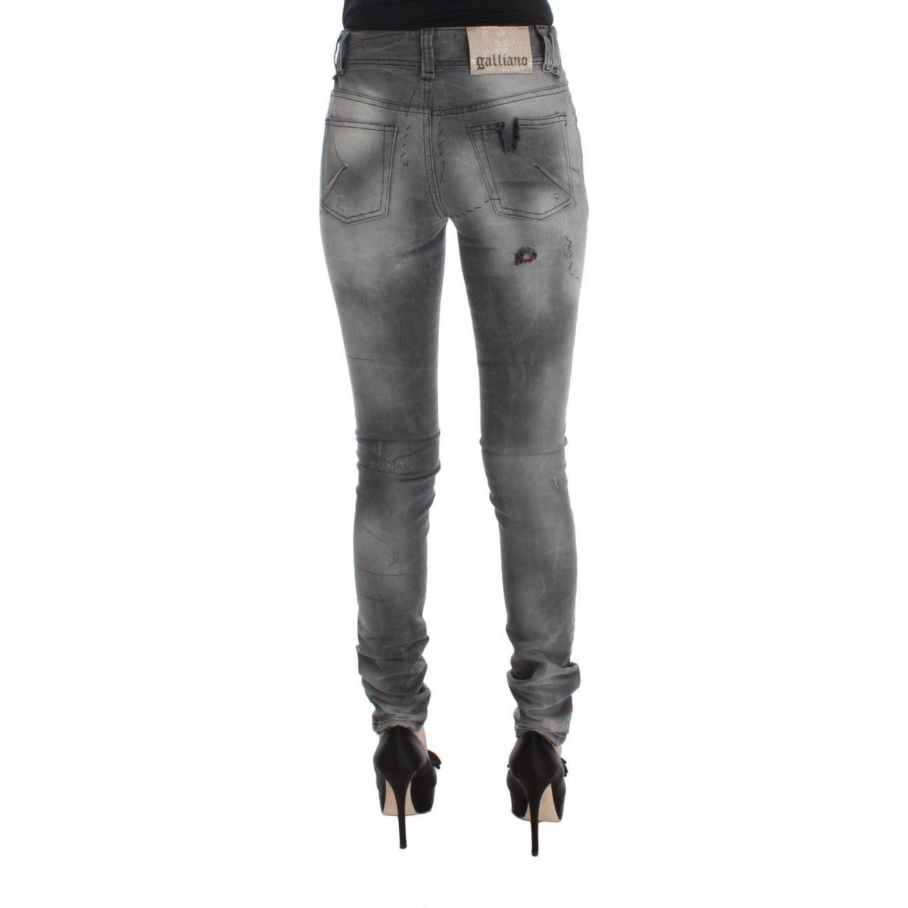 Chic Gray Slim Fit Designer Jeans