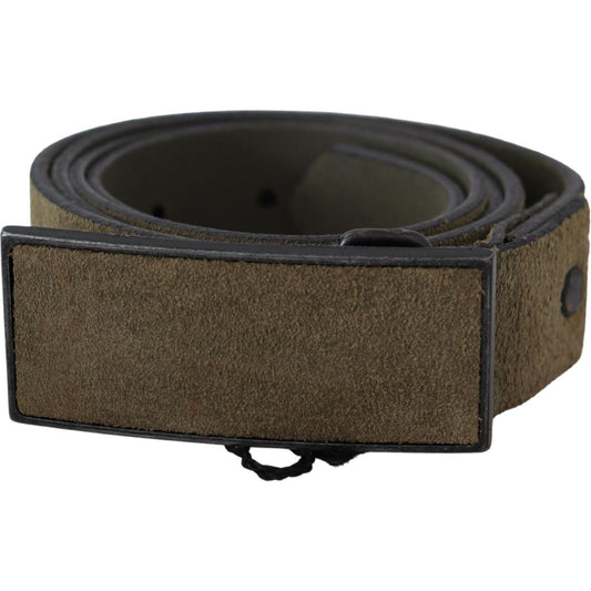 Chic Army Green Velvet Buckle Leather Belt