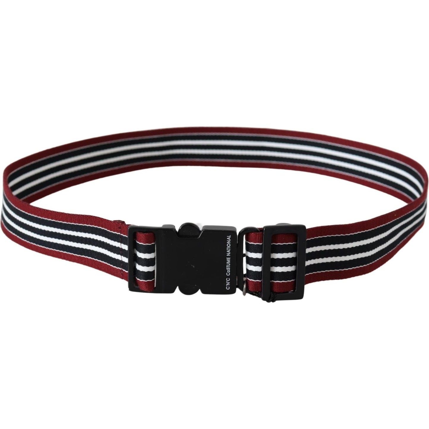 Striped Leather Fashion Belt in Black & Red