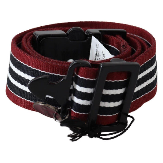 Striped Leather Fashion Belt in Black & Red