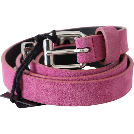 Fuschia Pink Leather Waist Belt