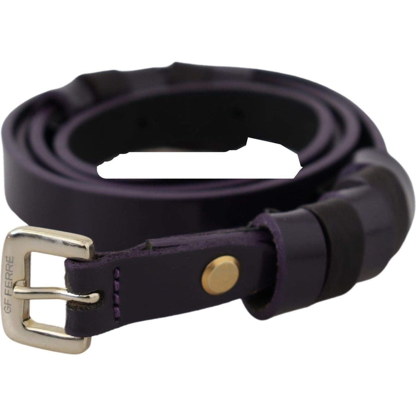 Chic Black Leather Belt with Chrome Silver Tone Buckle