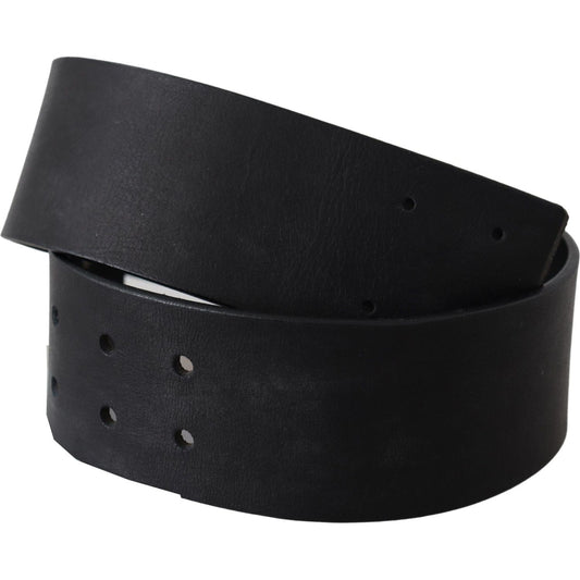 Elegant Solid Black Leather Belt