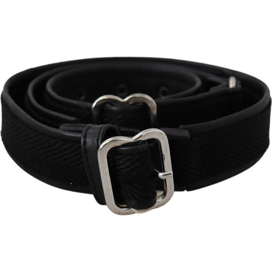 Chic Black Leather Waist Belt with Chrome Buckle