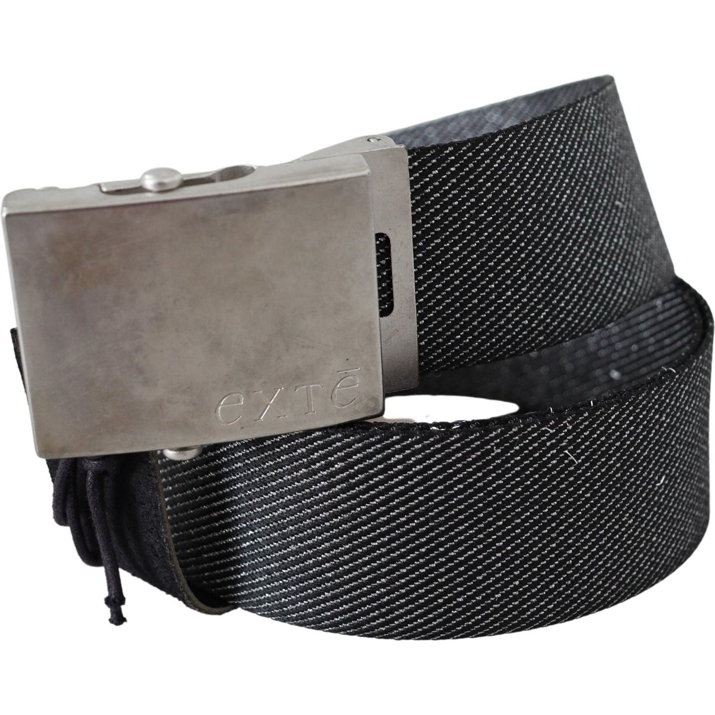 Exte Black Silver Metal Brushed Buckle Waist Belt Belt