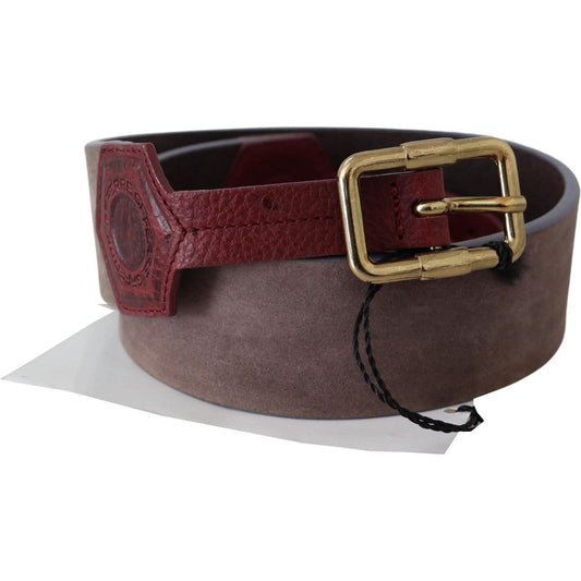 Elegant Brown Leather Belt with Gold Buckle