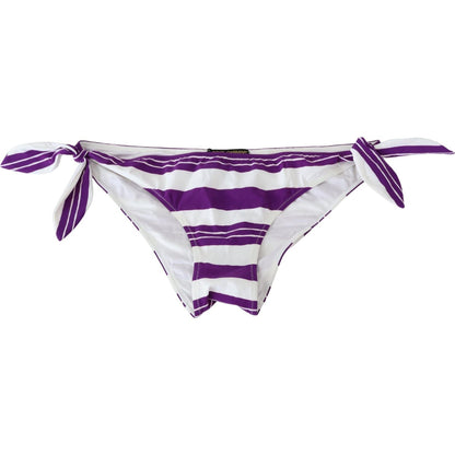 Dolce & Gabbana Purple White Stripes Beachwear Bikini Bottom