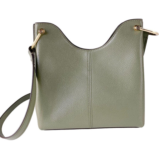 Joan Large Perforated Suede Leather Slouchy Messenger Handbag (Army Green)