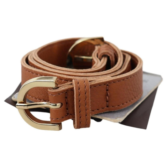 Elegant Brown Leather Double Buckle Belt