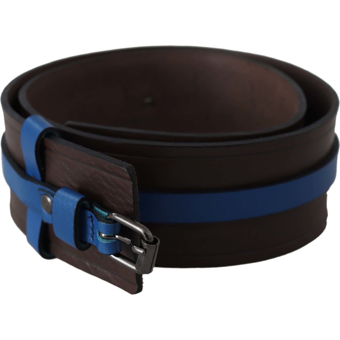 Elegant Brown Leather Belt with Blue Lining