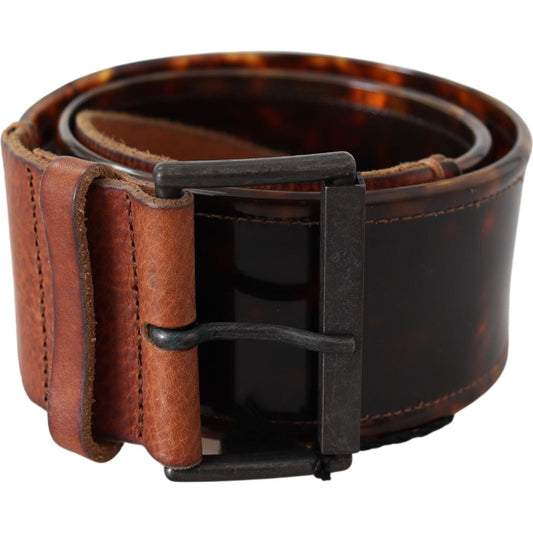 Elegant Dark Brown Leather Belt with Vintage Buckle