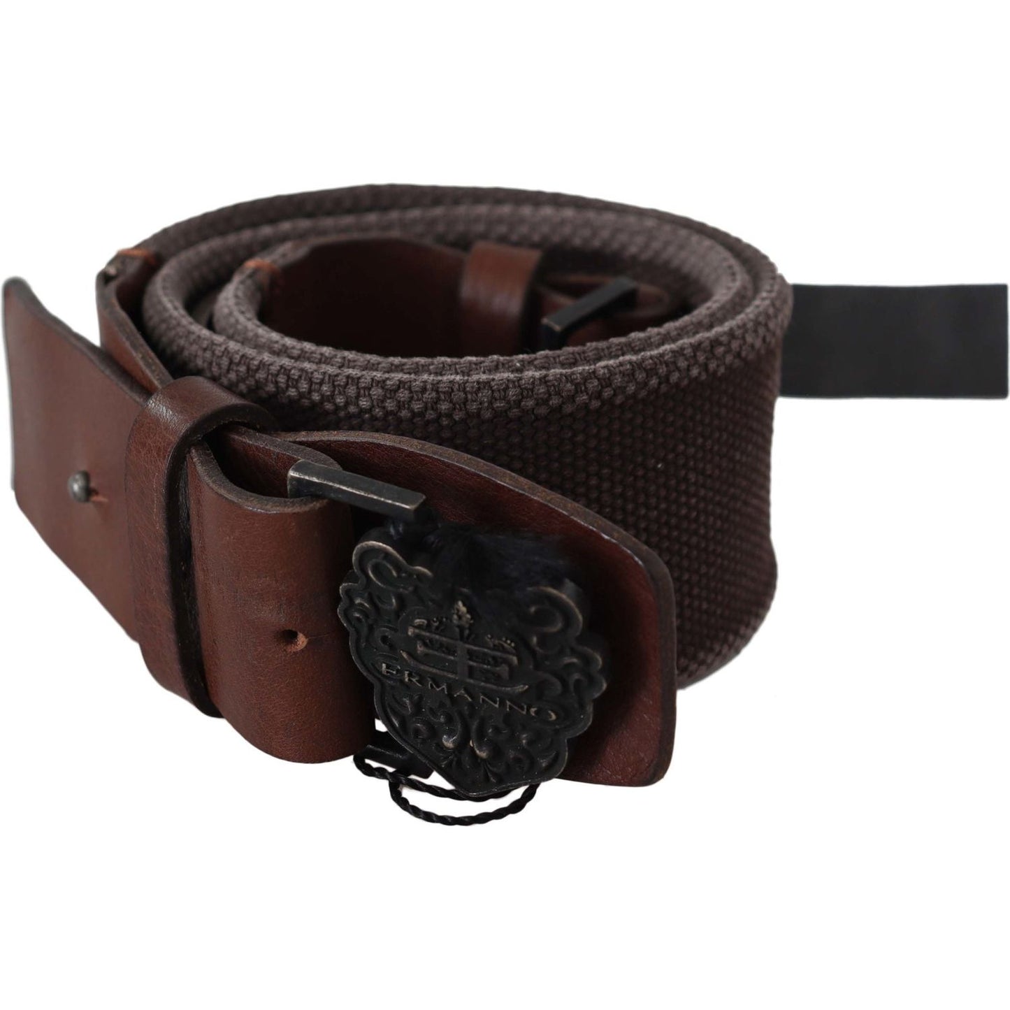 Classic Dark Brown Leather Belt with Logo Buckle