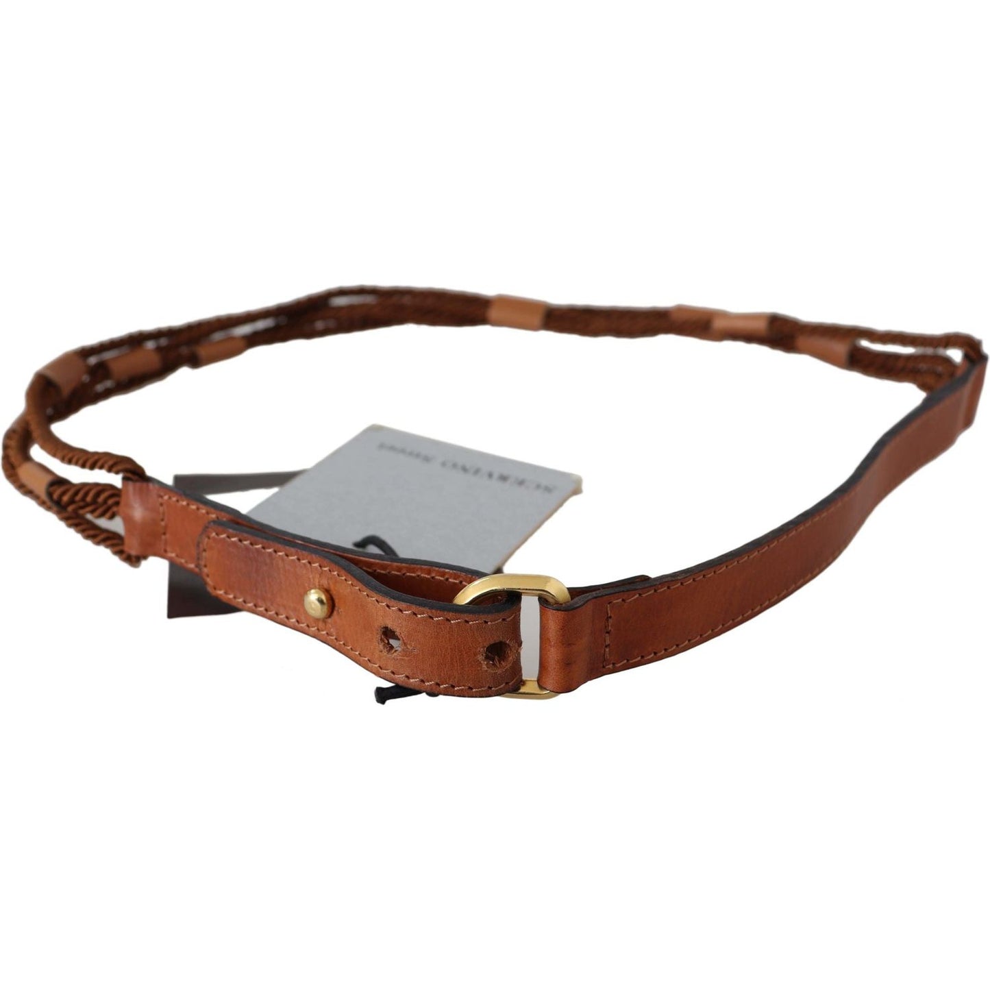 Elegant Braided Leather Belt in Dark Brown