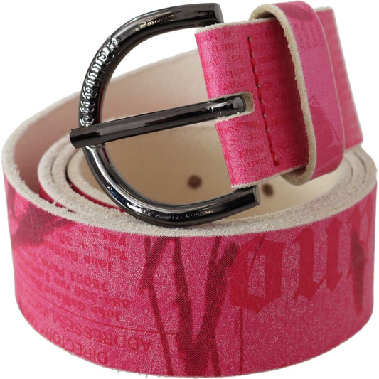 Elegant Pink Leather Fashion Belt