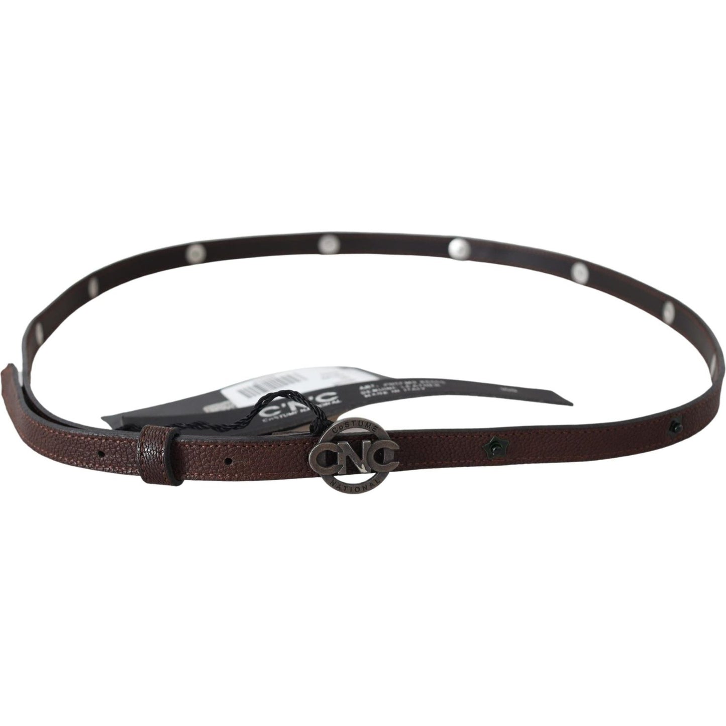 Elegant Brown Leather Belt with Rustic Hardware