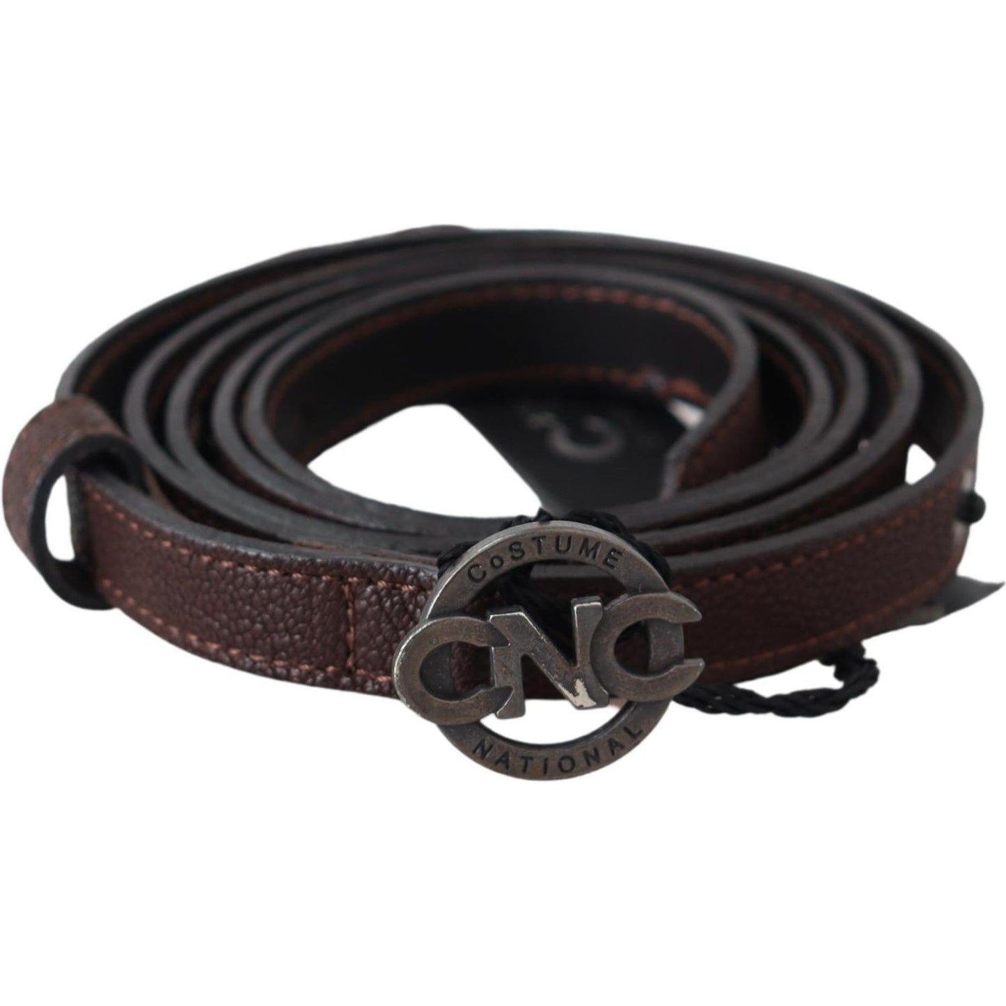 Elegant Brown Leather Belt with Rustic Hardware