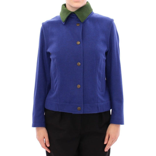 Andrea IncontriElegant Blue Wool Jacket with Removable CollarMcRichard Designer Brands£449.00