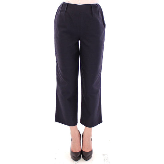 Chic Cropped Blue Pants - Exquisite Craftsmanship