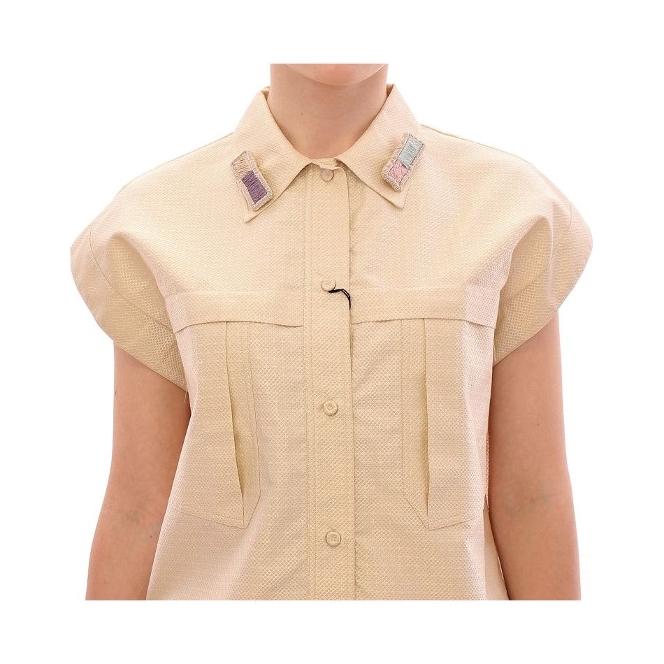 Andrea Incontri Elegant Beige Blouse Tank Top beige-sleeveless-blouse-top