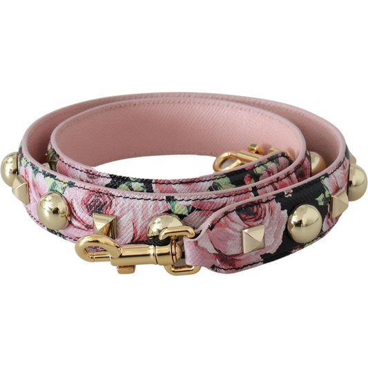 Floral Gold Stud Leather Strap in Pink