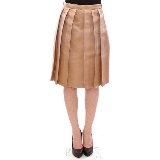 Elegant Silk Pleated Knee-Length Skirt